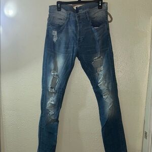 Blue Slim Distressed Jeans